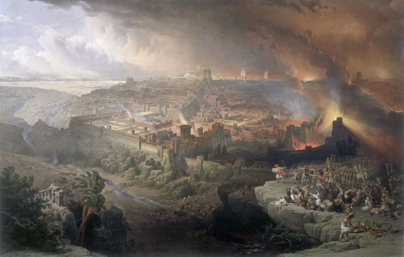 Painting of the destruction of Jerusalem by the Romans in 70AD.